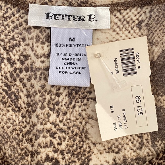 Better B. Snake Print Sleeveless High Low Brown Dress Women's Size M - Picture 11 of 15